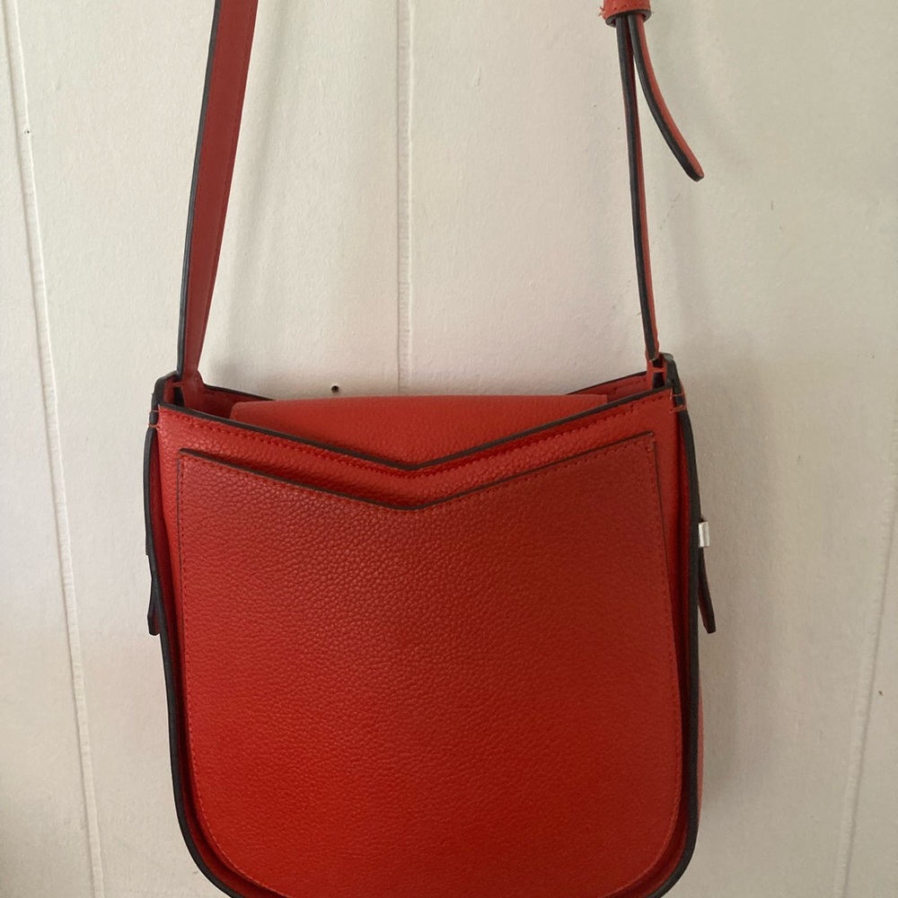 Calvin Klein Red Pebbled Leather crossbody bag